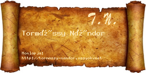 Tormássy Nándor névjegykártya