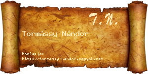 Tormássy Nándor névjegykártya