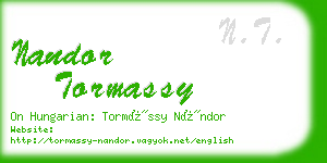 nandor tormassy business card